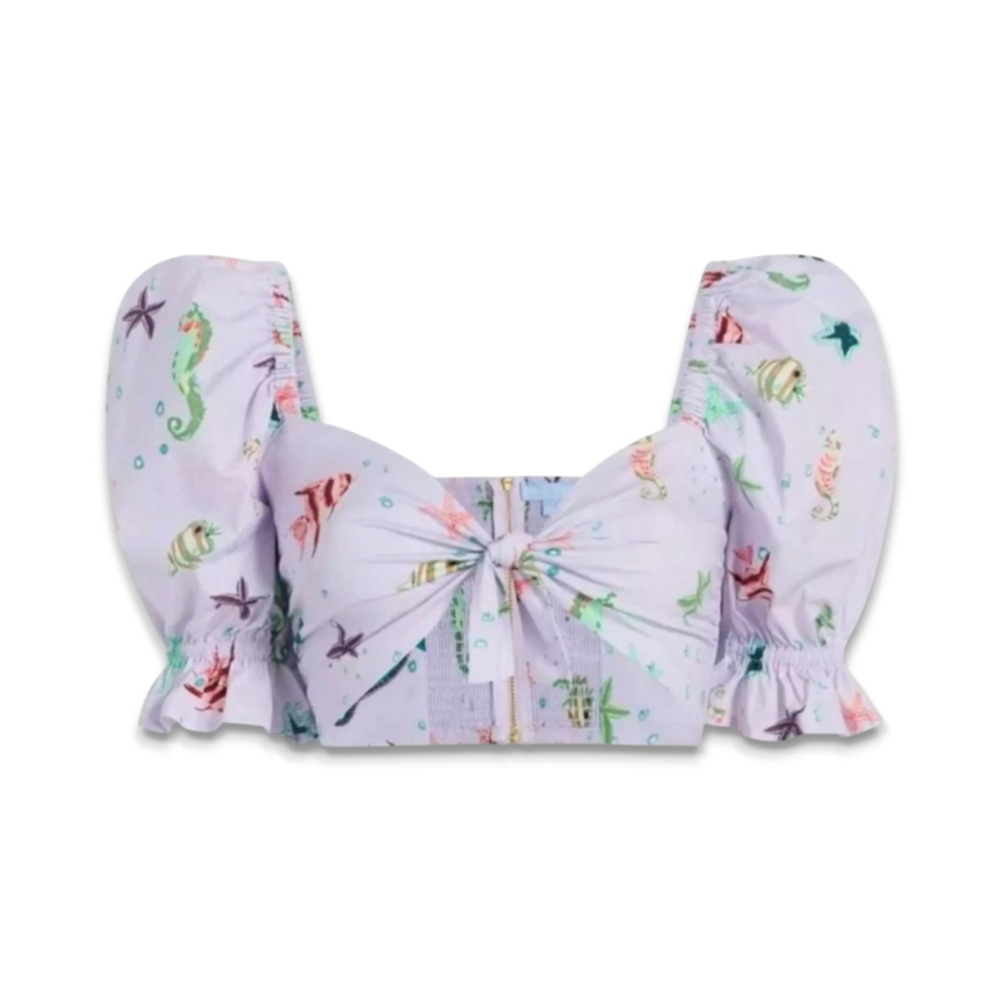 Hill House Magical Sea Creatures The Isabella Cotton Beach Crop Top Women S NWT